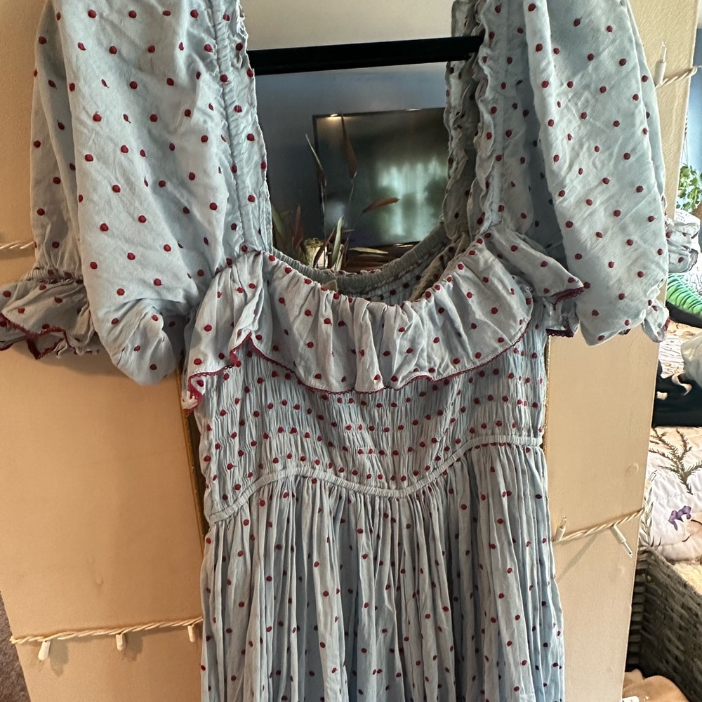 Doen SOL Swiss dot light blue dress